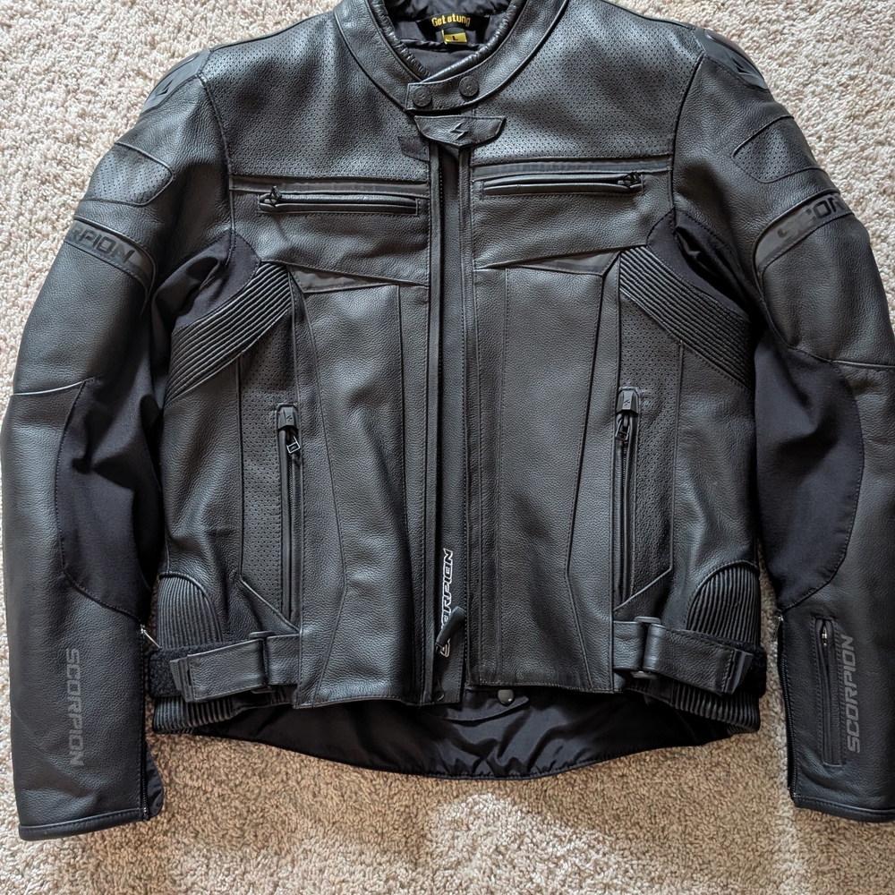 Scorpion Exo Leather Black Performance Motorcycle Jacket